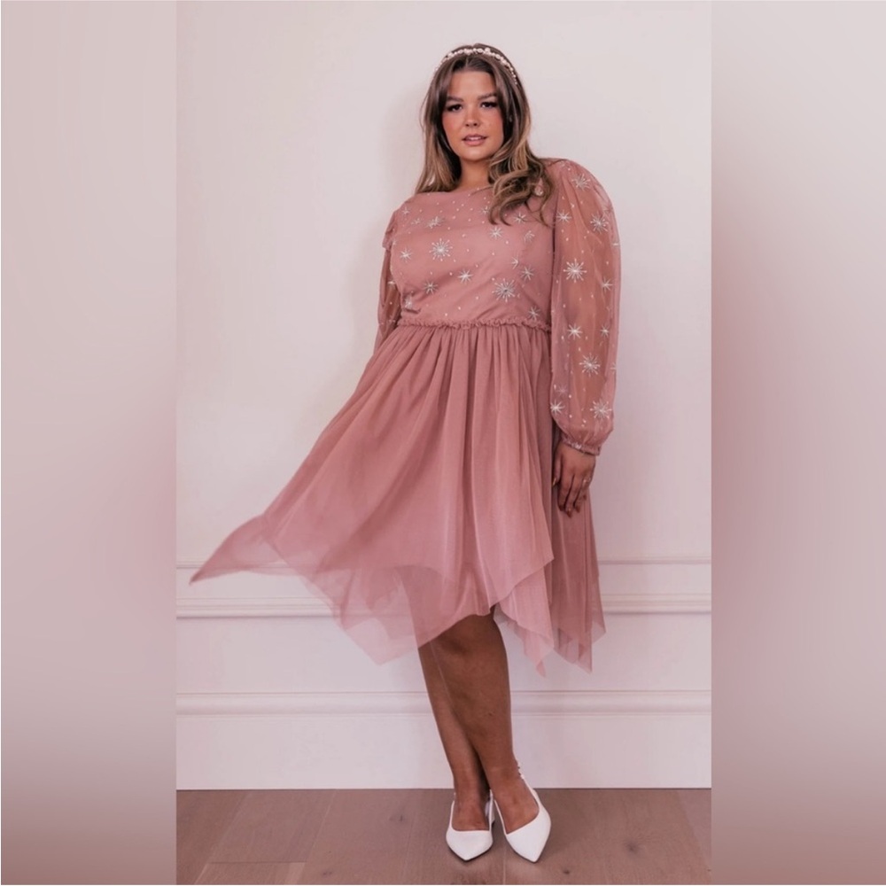 Jessakae Mystic Starburst Embroidered Tulle Midi Dress